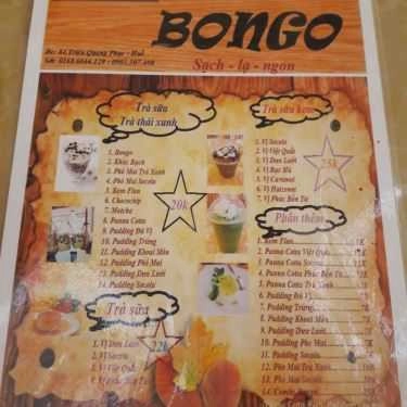 Thực đơn- Bongo Coffee & Milk Tea - Triệu Quang Phục