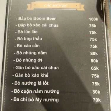 Thực đơn- Nhà Hàng Boom Beer