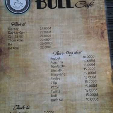 Thực đơn- Bull Cafe
