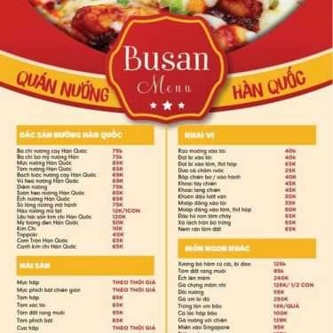 Thực đơn- Nhà Hàng Busan - Quán Nướng Hàn Quốc