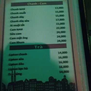 Thực đơn- Trà Cafe