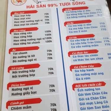 Thực đơn- Quán Nhậu Chân Cầu Quán - Hải Sản Tươi Sống
