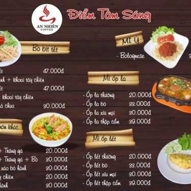 Thực đơn- An Nhiên - Cafe & Điểm Tâm Sáng