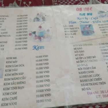 Thực đơn- Dạ Hạc - Kem & Coffee