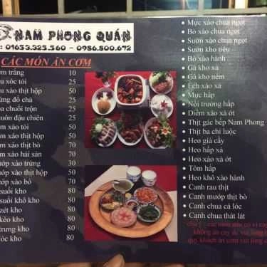 Thực đơn- Quán Nhậu Nam Phong Quán - Cơm Phần & Các Món Đặc Sản