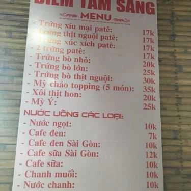 Thực đơn- Ăn vặt Cô Ba - Các Món Ăn Sáng