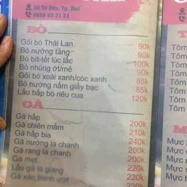 Thực đơn- Cocodak - Nhà Hàng Hải Sản