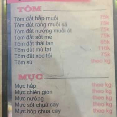 Thực đơn- Cocodak - Nhà Hàng Hải Sản