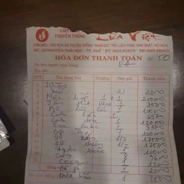 Thực đơn- Nhà Hàng Lửa Việt Restaurant - Cơm Niêu
