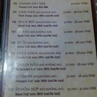 Thực đơn- Nhà Hàng Confetti Restaurant