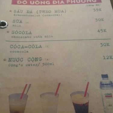 Thực đơn- Cộng Caphe - Bến Nghé