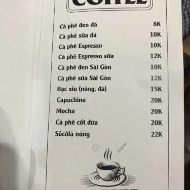 Thực đơn- Cống Sấu Cafe