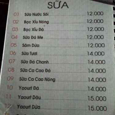 Thực đơn- Cyber Cafe