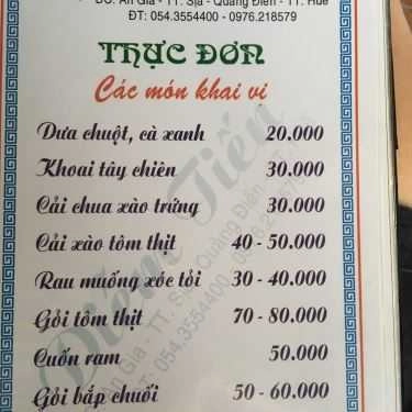Thực đơn- Nhà Hàng Diễm Tiến - Các Món Đặc Sản