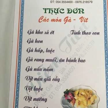 Thực đơn- Nhà Hàng Diễm Tiến - Các Món Đặc Sản