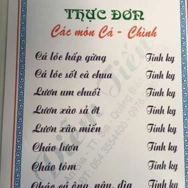 Thực đơn- Nhà Hàng Diễm Tiến - Các Món Đặc Sản