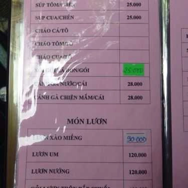 Thực đơn- Nhà Hàng Duyên Quê - Câu Cá Thư Giãn