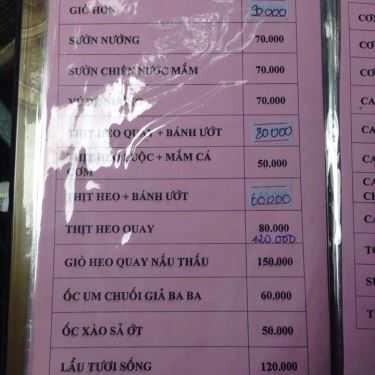 Thực đơn- Nhà Hàng Duyên Quê - Câu Cá Thư Giãn