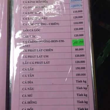 Thực đơn- Nhà Hàng Duyên Quê - Câu Cá Thư Giãn