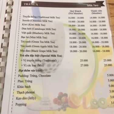Thực đơn- Event Coffee & Milk Tea