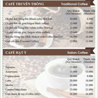 Thực đơn- Event Coffee & Milk Tea