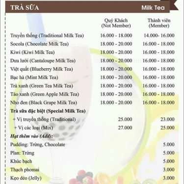 Thực đơn- Event Coffee & Milk Tea