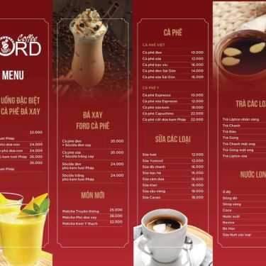 Thực đơn- Ford Cafe