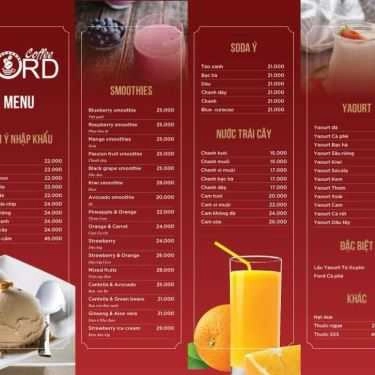 Thực đơn- Ford Cafe