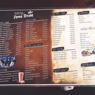 Thực đơn- Nhà Hàng Free Zone - Coffee & Restaurant