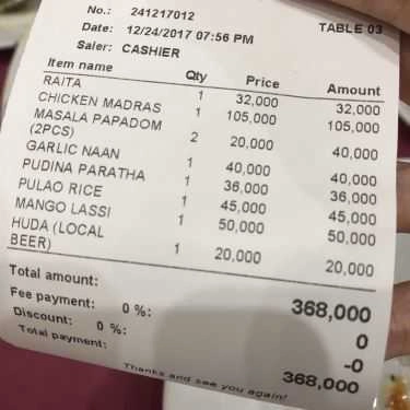 Thực đơn- Nhà Hàng Gannesh Indian Restaurant