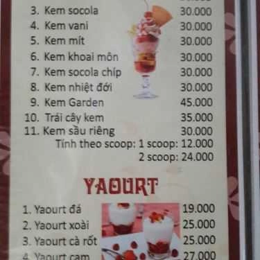 Thực đơn- Garden Coffee & Bakery