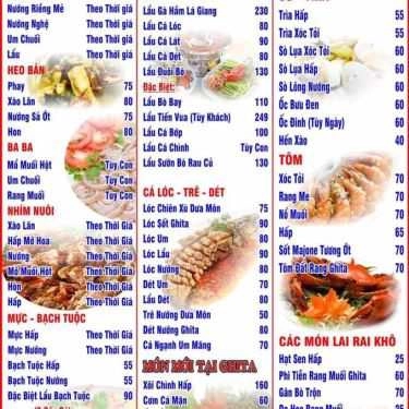 Thực đơn- Nhà Hàng Ghita Food & Beer