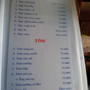 Thực đơn- Nhà Hàng Hải Sản Biển Ngọc