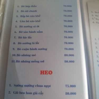 Thực đơn- Nhà Hàng Hải Sản Biển Ngọc