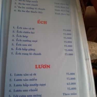 Thực đơn- Nhà Hàng Hải Sản Biển Ngọc