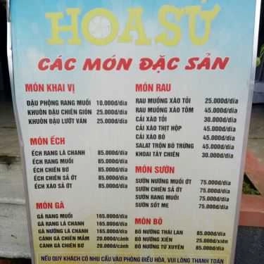 Thực đơn- Nhà Hàng Hoa Sứ Restaurant - Lẩu Hơi