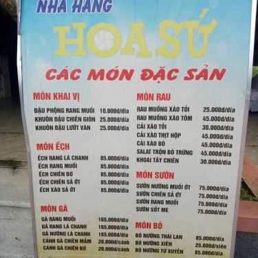 Thực đơn- Nhà Hàng Hoa Sứ Restaurant - Lẩu Hơi
