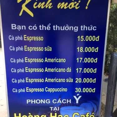 Thực đơn- Hoàng Hạc Cafe