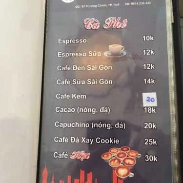 Thực đơn- Hội Cafe