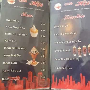 Thực đơn- Hội Cafe