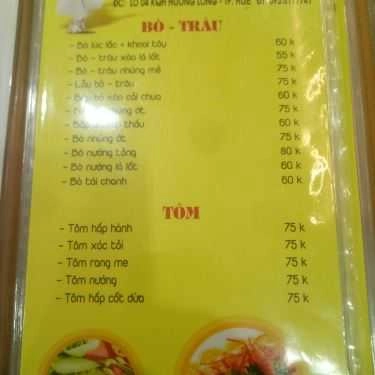 Thực đơn- Quán Nhậu Hương Long - Nhậu Bình Dân