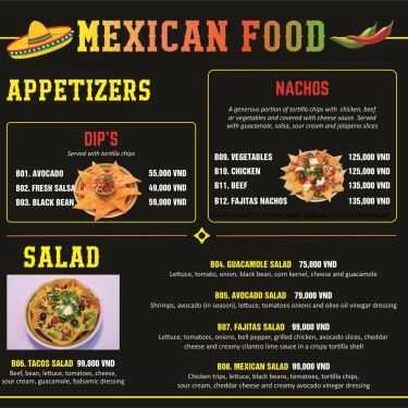 Thực đơn- Nhà Hàng Jalapeno Restaurant - Ẩm Thực Mexico
