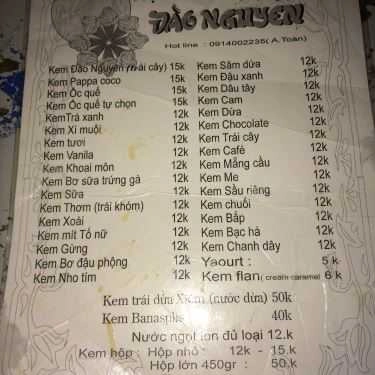 Thực đơn- Cafe Kem Đào Nguyên