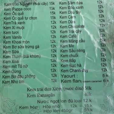 Thực đơn- Cafe Kem Đào Nguyên