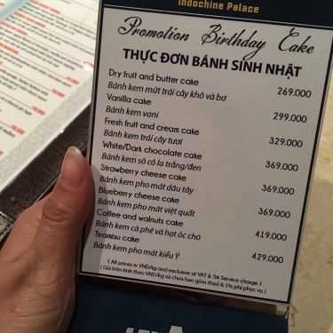 Thực đơn- Cafe Kem Indochine - Hùng Vương