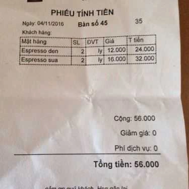 Thực đơn- Kha Coffee - Nguyễn Huệ