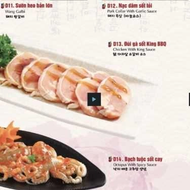 Thực đơn- Nhà Hàng King BBQ - Vincom Plaza