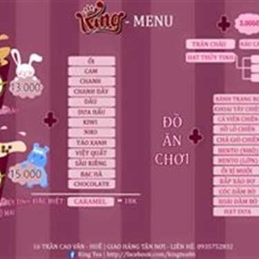 Thực đơn- Cafe King Tea - Trần Cao Vân