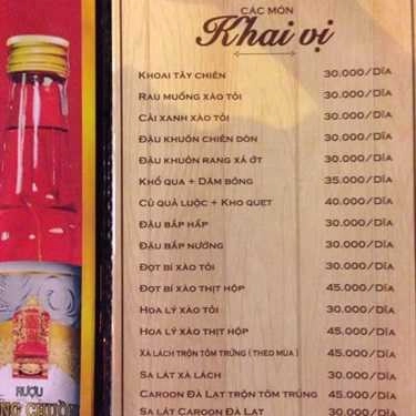 Thực đơn- Nhà Hàng Làng Chuồn Hội Quán
