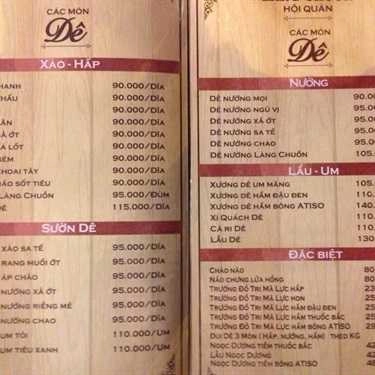 Thực đơn- Nhà Hàng Làng Chuồn Hội Quán
